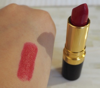 Revlon cherries in the snow lipstick review Swatch